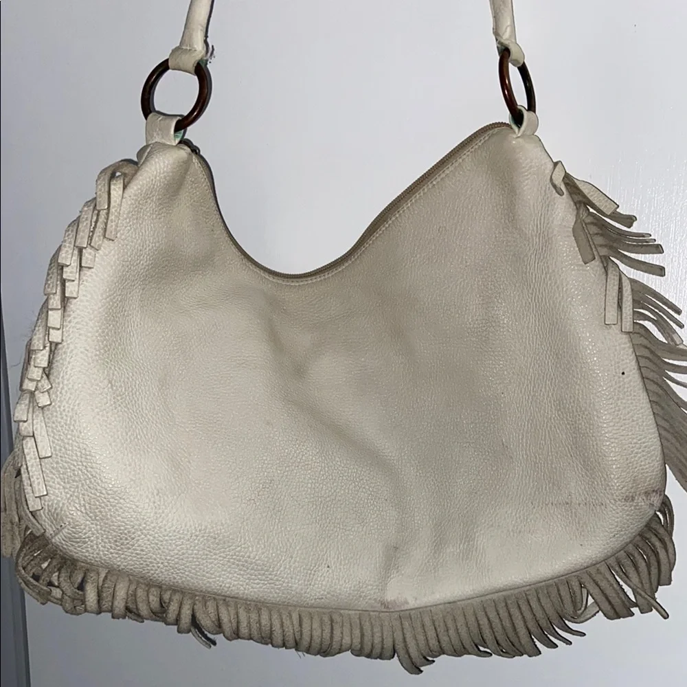 Vintage Berge Leather Fringed Shoulder Bag made in Italy